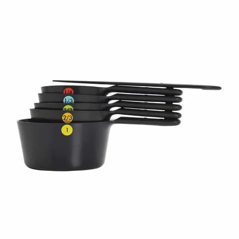6 Piece Plastic Measuring Cups - Black