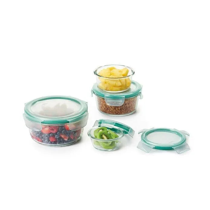 8 Piece Smart Seal Glass Round Container Set
