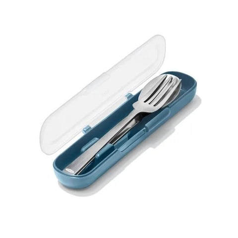 Prep & Go Stainless Steel Utensils With Case - Ocean Blue