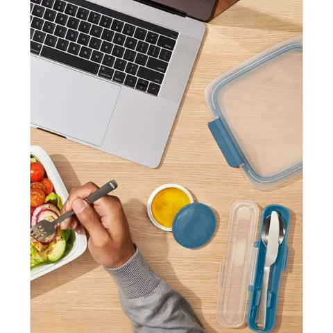 Prep & Go Stainless Steel Utensils With Case - Ocean Blue