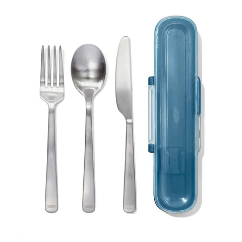 Prep & Go Stainless Steel Utensils With Case - Ocean Blue