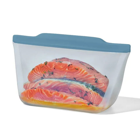 Silicone Reusable Bag  Stand-Up Half Gallon (64 oz) - Ocean Blue