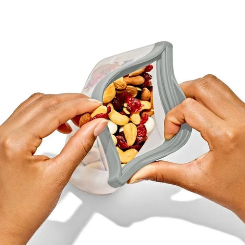 Silicone Reusable Bag  Stand-Up Snack (12 oz) - Fog