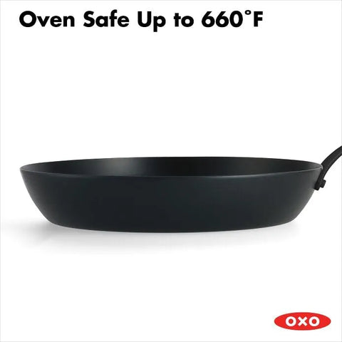 OXO Carbon Steel Obsidian Series 12-Inch Frypan with Silicone Sleeve