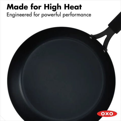 OXO Carbon Steel Obsidian Series 12-Inch Frypan with Silicone Sleeve