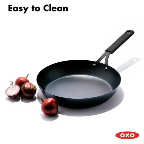 OXO Carbon Steel Obsidian Series 12-Inch Frypan with Silicone Sleeve
