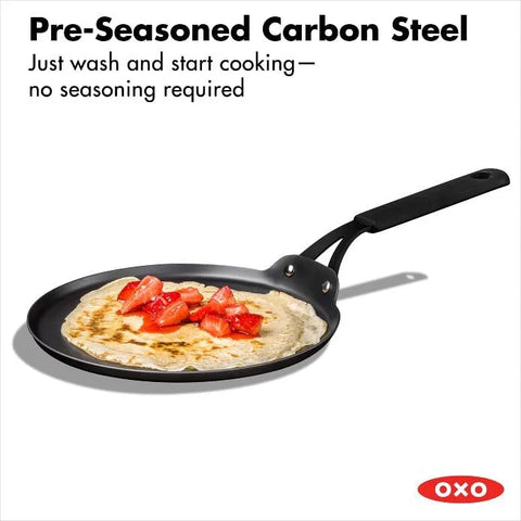 Obsidian Carbon Steel 10-Inch Crêpe Pan with Silicone Sleeve