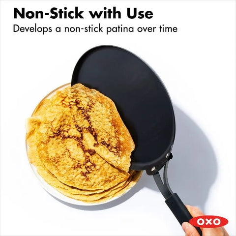 Obsidian Carbon Steel 10-Inch Crêpe Pan with Silicone Sleeve