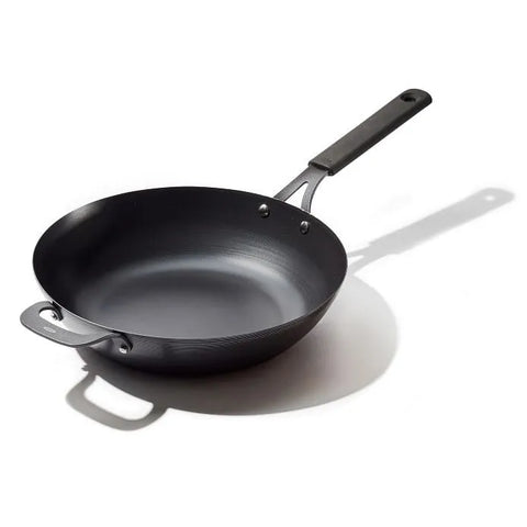 Carbon Steel Obsidian Series 12-Inch Wok with Silicone Sleeve