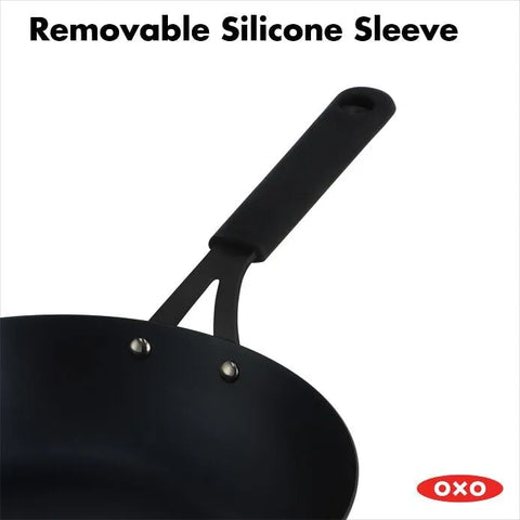 Carbon Steel Obsidian Series 12-Inch Wok with Silicone Sleeve