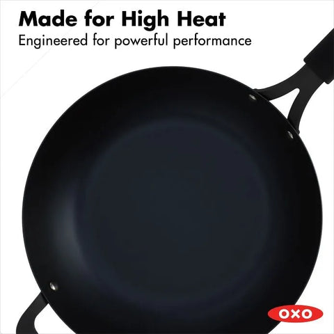 Carbon Steel Obsidian Series 12-Inch Wok with Silicone Sleeve