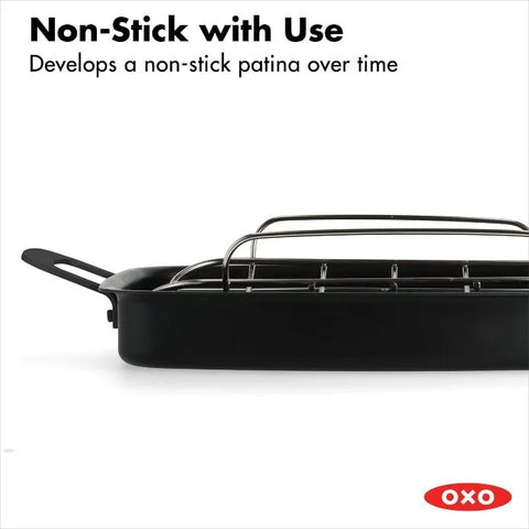 Carbon Steel Obsidian Series Roaster with Rack