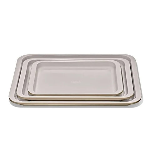 Non-Stick Pro Ceramic Coated Metal Bakeware 3Pc Set - Biscuit