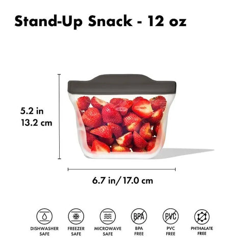 Outdoor Silicone Reusable Stand Up Snack Bag (12 oz)
