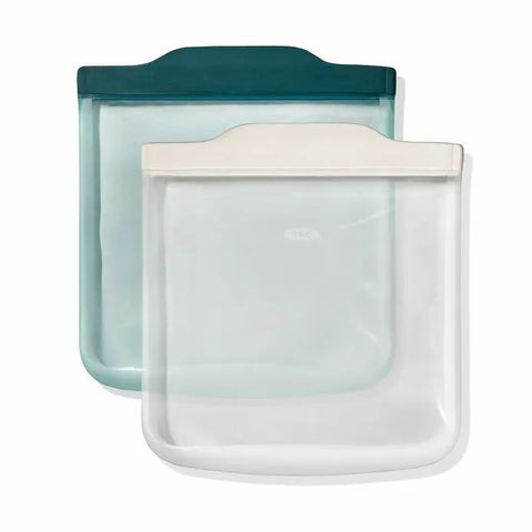 Silicone Reusable Bag -  4 Piece Lunch Set - Oat/Lagoon