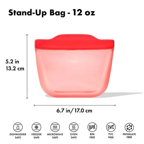 Silicone Reusable Bag - Stand-Up Snack (12 oz) – Watermelon