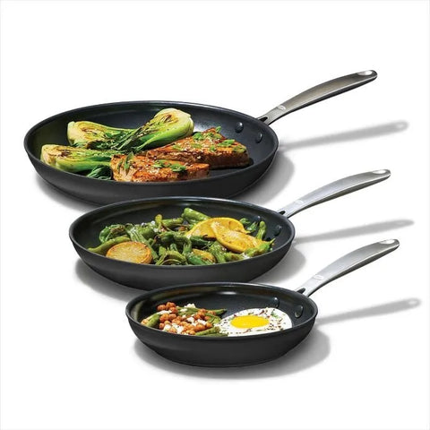 Enhanced Non-Stick 3-Piece Frypan Set — Black