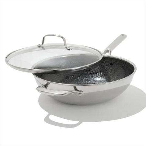 Trident Hybrid Non-Stick Stainless Steel 5 Qt Wok with Lid