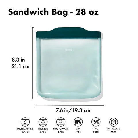 Silicone Reusable Bag - Sandwich Bag (28 oz) - Lagoon