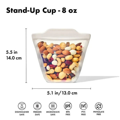 Silicone Reusable Bag - Stand-Up Cup (8 oz) - Oat