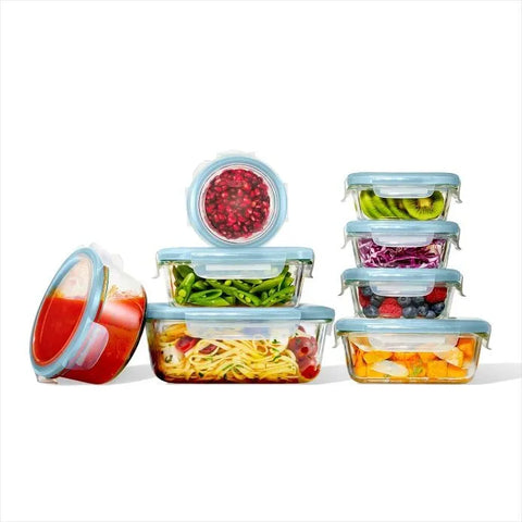 16-Piece Smart Seal Glass Everyday Container Set - Arctic Blue