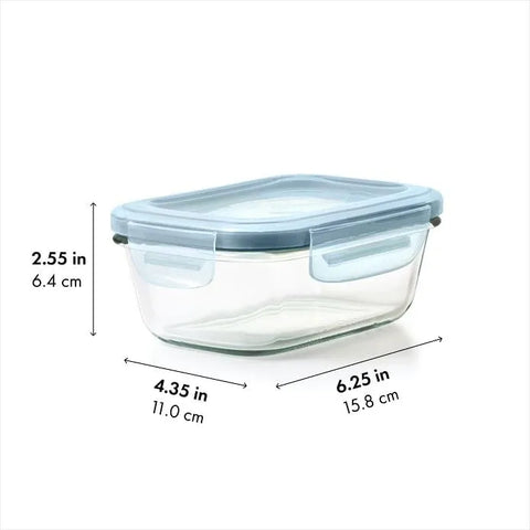 Smart Seal 1.6-Cup Glass Rectangle Container - Arctic Blue