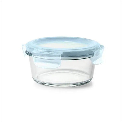 Smart Seal 2-Cup Glass Round Container - Arctic Blue