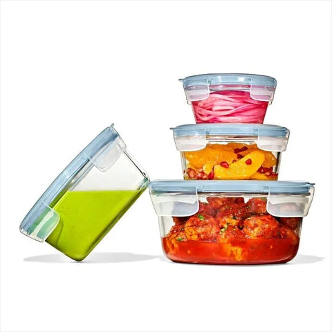 8-Piece Smart Seal Glass Round Container Set - Arctic Blue
