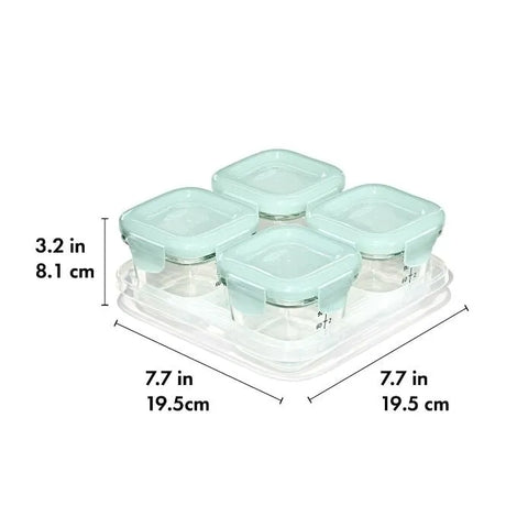 Glass Baby Blocks Food Storage Containers (4 oz) - Opal
